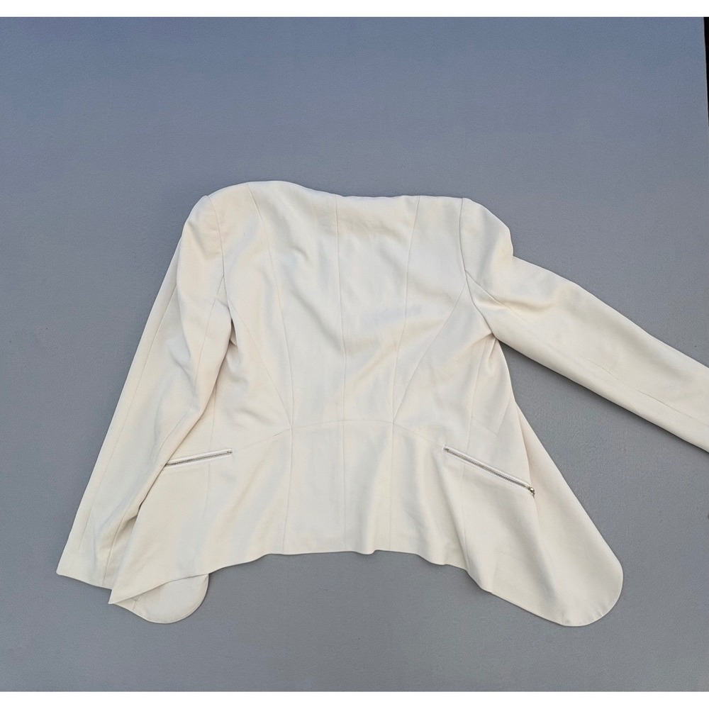 White House Black Market Cream Open Front Collarless Blazer Jacket Size 6 - Picture 7 of 8